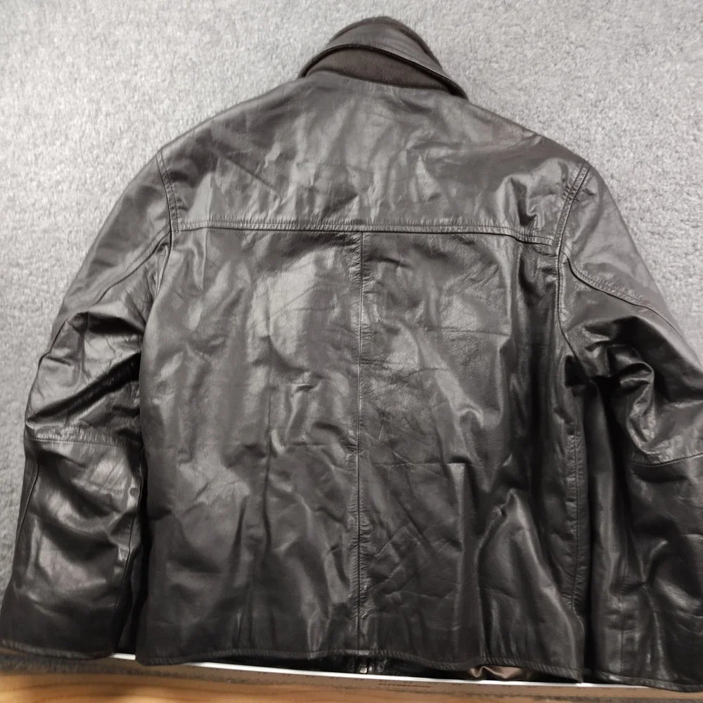 Serge Hervet Jacket Mens Medium Dark Brown Buffalo Leather Collar Moto Biker EUC